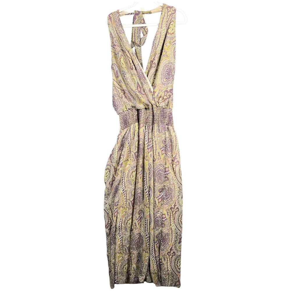 Va Va Voom Jumpsuit Bohemian Womens Size 3 Multicolor Paisley Sleeveless TY3613